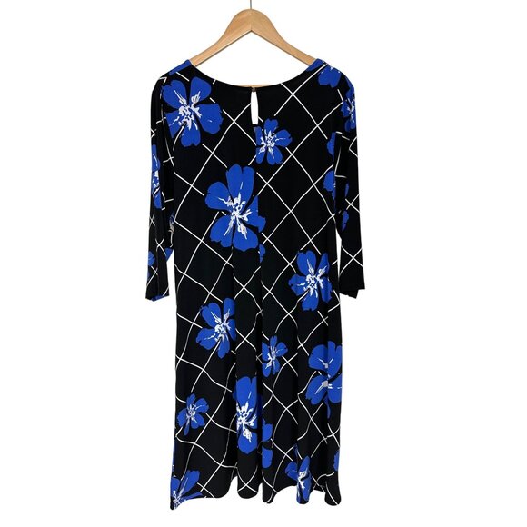 Lane Bryant Blue Floral Print Dress Attached Belt Size 22/24 3X Plus Size Career - Picture 10 of 13